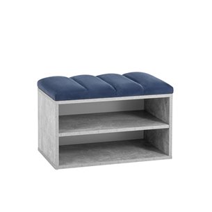 с мягким сиденьем Хольст серая велюр синий