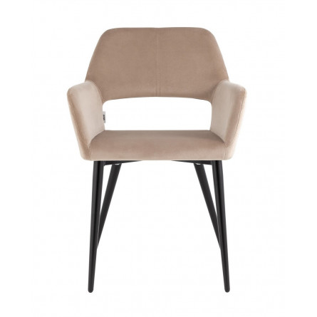 Денди с подлокотниками велюр бежевый ножки металл черные