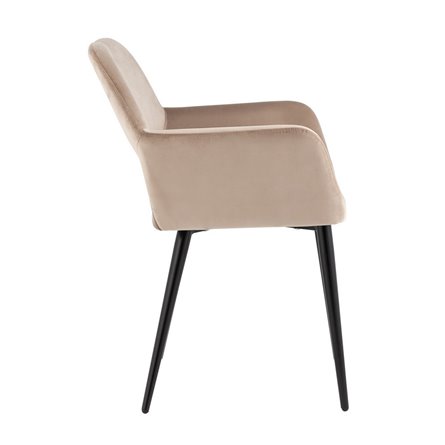 Денди с подлокотниками велюр бежевый ножки металл черные