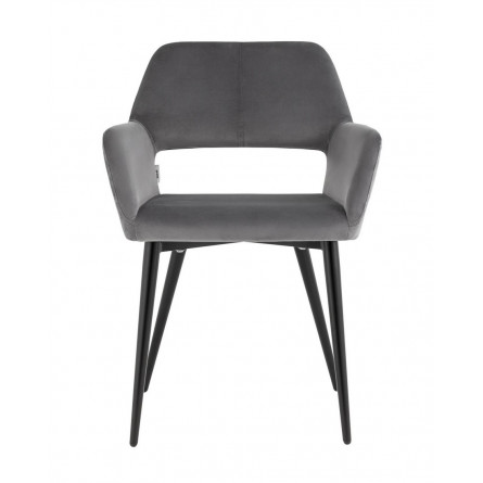 с подлокотниками Денди велюр серый ножки металл черные