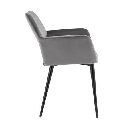 с подлокотниками Денди велюр серый ножки металл черные