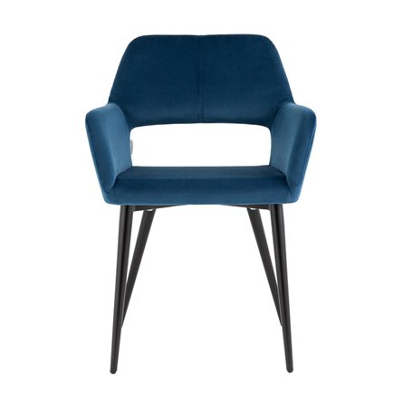 Денди с подлокотниками велюр синий ножки металл черные