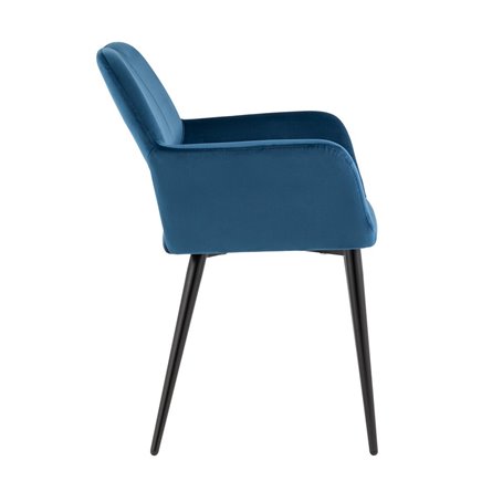 Денди с подлокотниками велюр синий ножки металл черные