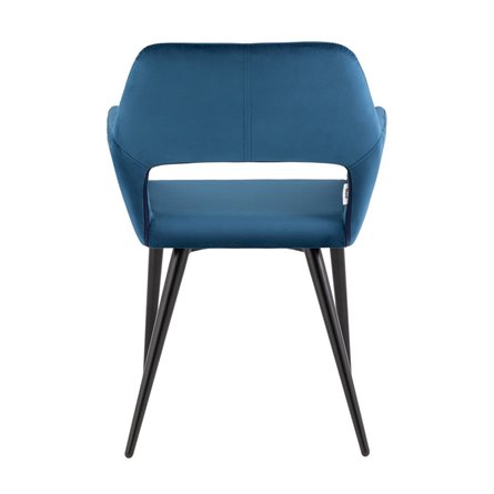 Денди с подлокотниками велюр синий ножки металл черные