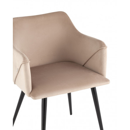 с подлокотниками Джоэл велюр бежевый ножки черные металл