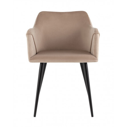 с подлокотниками Джоэл велюр бежевый ножки черные металл