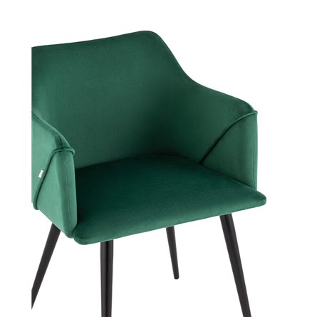 с подлокотниками Джоэл велюр зелёный ножки черные металл