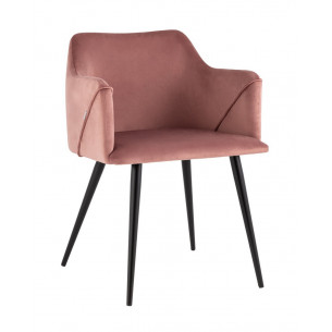 с подлокотниками Джоэл велюр пыльно-розовый ножки черные металл