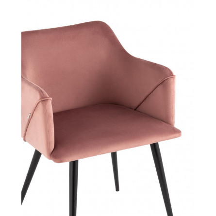 с подлокотниками Джоэл велюр пыльно-розовый ножки черные металл