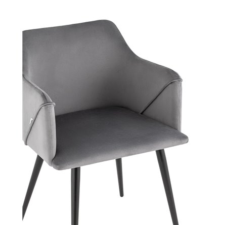 с подлокотниками Джоэл велюр серый ножки черные металл