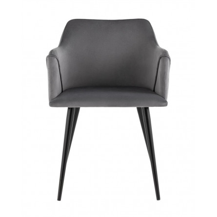 с подлокотниками Джоэл велюр серый ножки черные металл