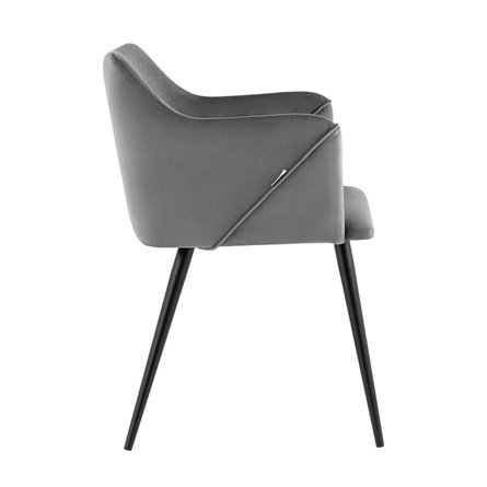 с подлокотниками Джоэл велюр серый ножки черные металл