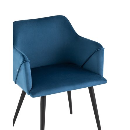 с подлокотниками Джоэл велюр синий ножки черные металл