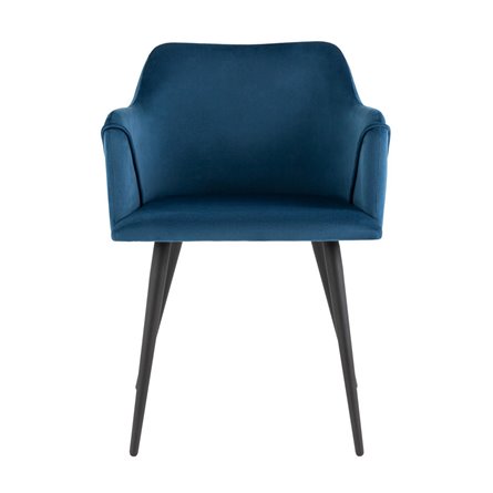 с подлокотниками Джоэл велюр синий ножки черные металл