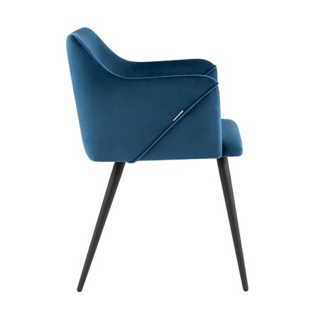 с подлокотниками Джоэл велюр синий ножки черные металл