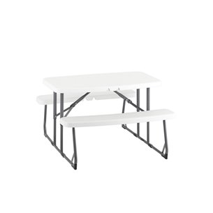 складной мебели из стола и двух скамеек Кейт детский белый пластик HDPE каркас стальная труба