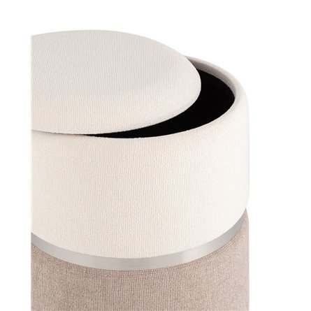 Кэрри с ящиком шенилл серо-бежевый с декоративным серебристым ободком