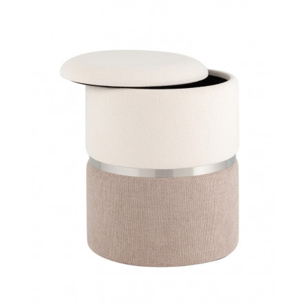 Кэрри с ящиком шенилл серо-бежевый с декоративным серебристым ободком