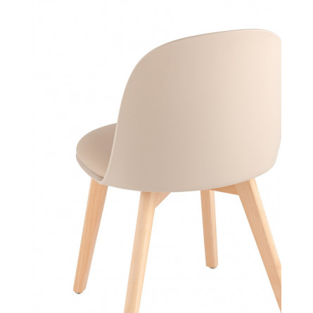 пластиковый Fog с подушкой бежевый деревянные ножки