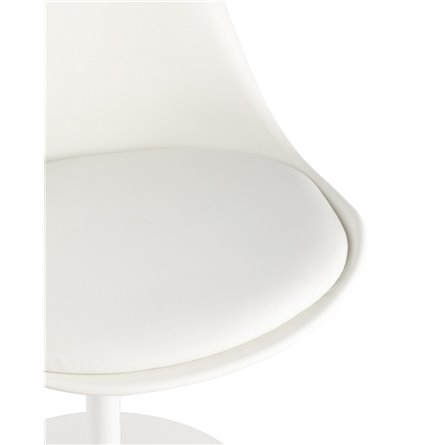 Tulip белый, ножка металлическая, сиденье и спинка из пластика, сидушка мягкая из экокожи