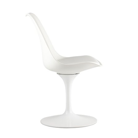 Tulip белый, ножка металлическая, сиденье и спинка из пластика, сидушка мягкая из экокожи