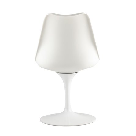 Tulip белый, ножка металлическая, сиденье и спинка из пластика, сидушка мягкая из экокожи