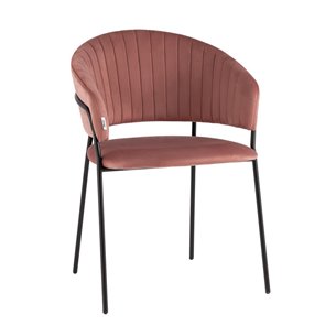 с подлокотниками Бруно велюр пыльно-розовый ножки черные металл