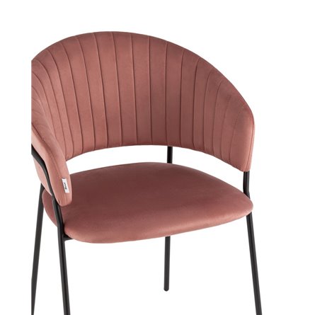 с подлокотниками Бруно велюр пыльно-розовый ножки черные металл