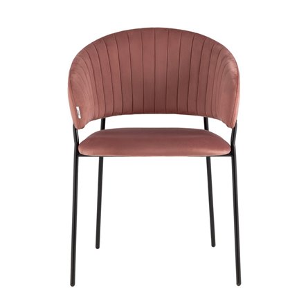 с подлокотниками Бруно велюр пыльно-розовый ножки черные металл