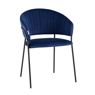 с подлокотниками Бруно велюр синий ножки черные металл