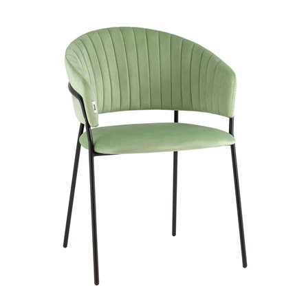с подлокотниками Бруно велюр фисташковый ножки черные металл