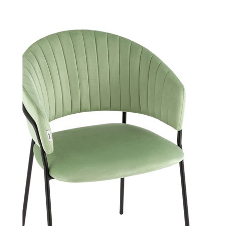 с подлокотниками Бруно велюр фисташковый ножки черные металл