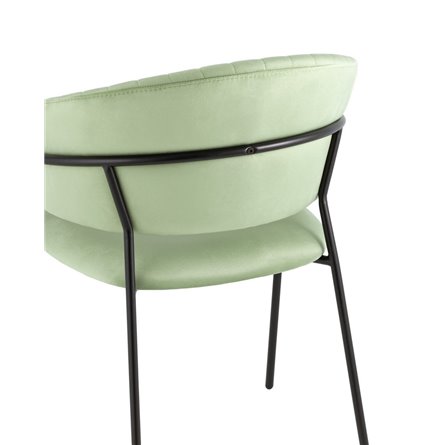 с подлокотниками Бруно велюр фисташковый ножки черные металл