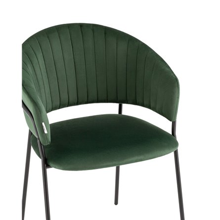с подлокотниками Бруно велюр зелёный ножки черные металл