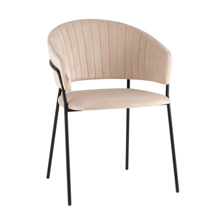 с подлокотниками Бруно велюр кремовый ножки черные металл