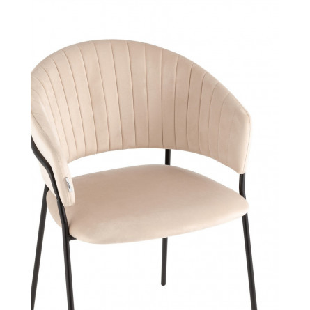 с подлокотниками Бруно велюр кремовый ножки черные металл