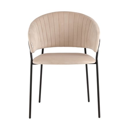 с подлокотниками Бруно велюр кремовый ножки черные металл