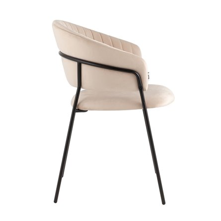 с подлокотниками Бруно велюр кремовый ножки черные металл