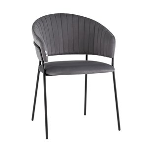 с подлокотниками Бруно велюр серый ножки черные металл