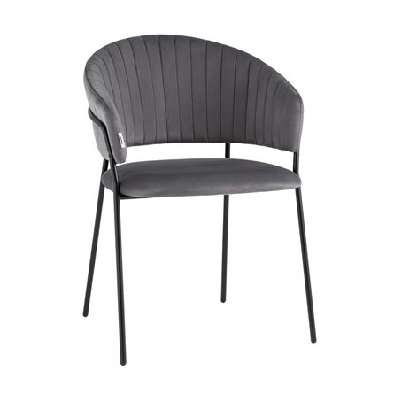 с подлокотниками Бруно велюр серый ножки черные металл