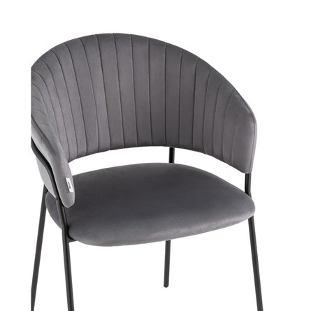 с подлокотниками Бруно велюр серый ножки черные металл