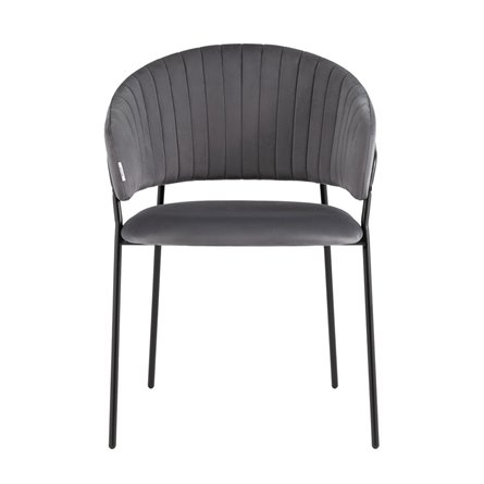 с подлокотниками Бруно велюр серый ножки черные металл