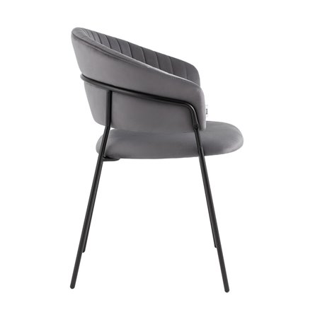 с подлокотниками Бруно велюр серый ножки черные металл