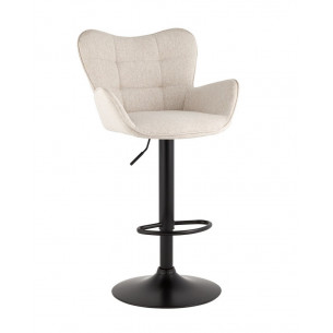 Гранд серо-бежевый ткань, со спинкой, основание черное металл