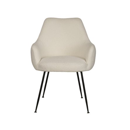 Floret букле белый с подлокотниками ножки металл черные