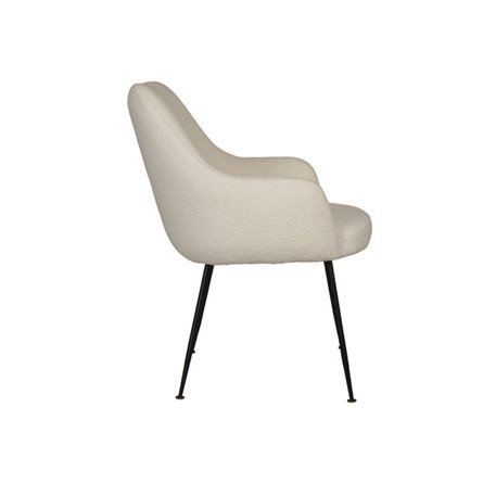 Floret букле белый с подлокотниками ножки металл черные