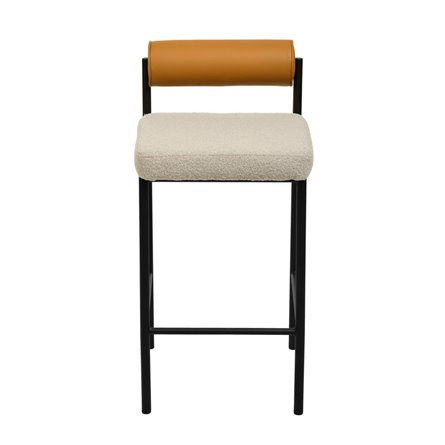 Балла бежевый сиденье букле, со спинкой в форме валика экокожа, ножки черные металл