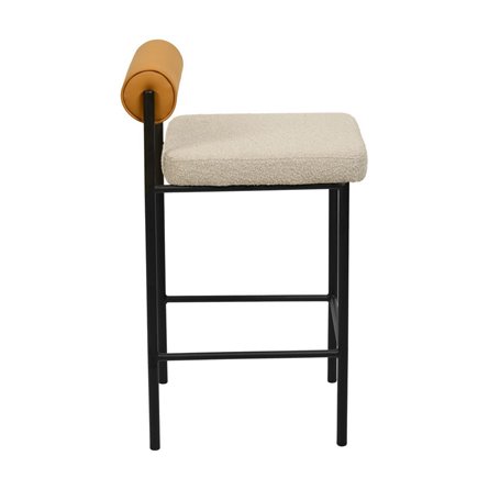 Балла бежевый сиденье букле, со спинкой в форме валика экокожа, ножки черные металл