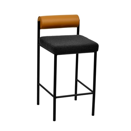 Балла темно-серый сиденье букле, со спинкой в форме валика экокожа, ножки черные металл