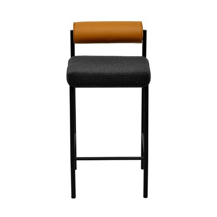 Балла темно-серый сиденье букле, со спинкой в форме валика экокожа, ножки черные металл